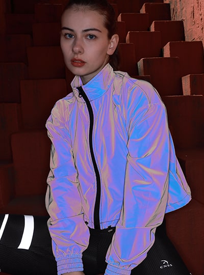 七彩炫彩服饰反光面料夹克