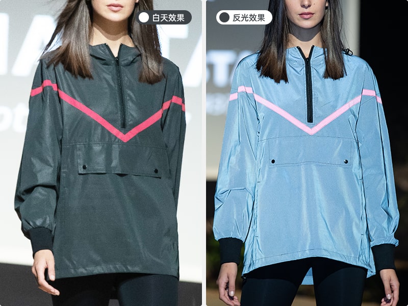 藏青色反光休闲夹克对比